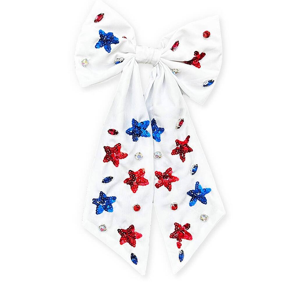 Oh My Stars Sequin & Rhinestone Patriotic Hair Bow